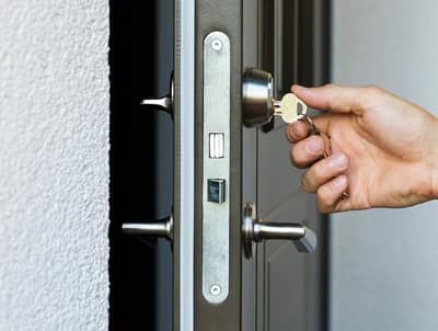 Майстер відмикає дверний механізм